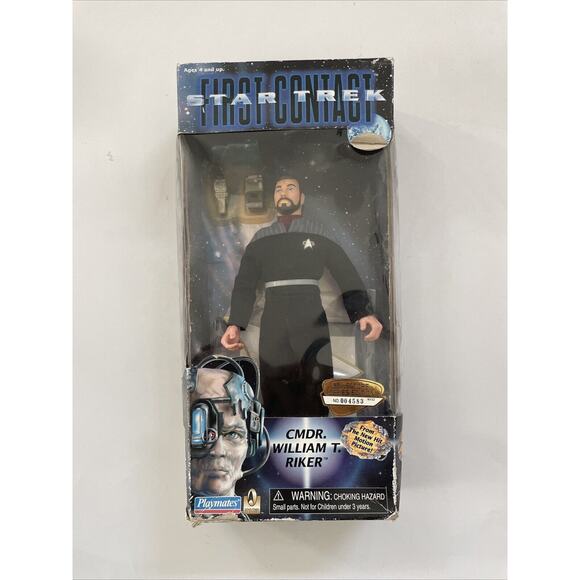 1996 Playmates Star Trek First Contact 9" Commander William Riker in Damaged Box - Picture 1 of 10